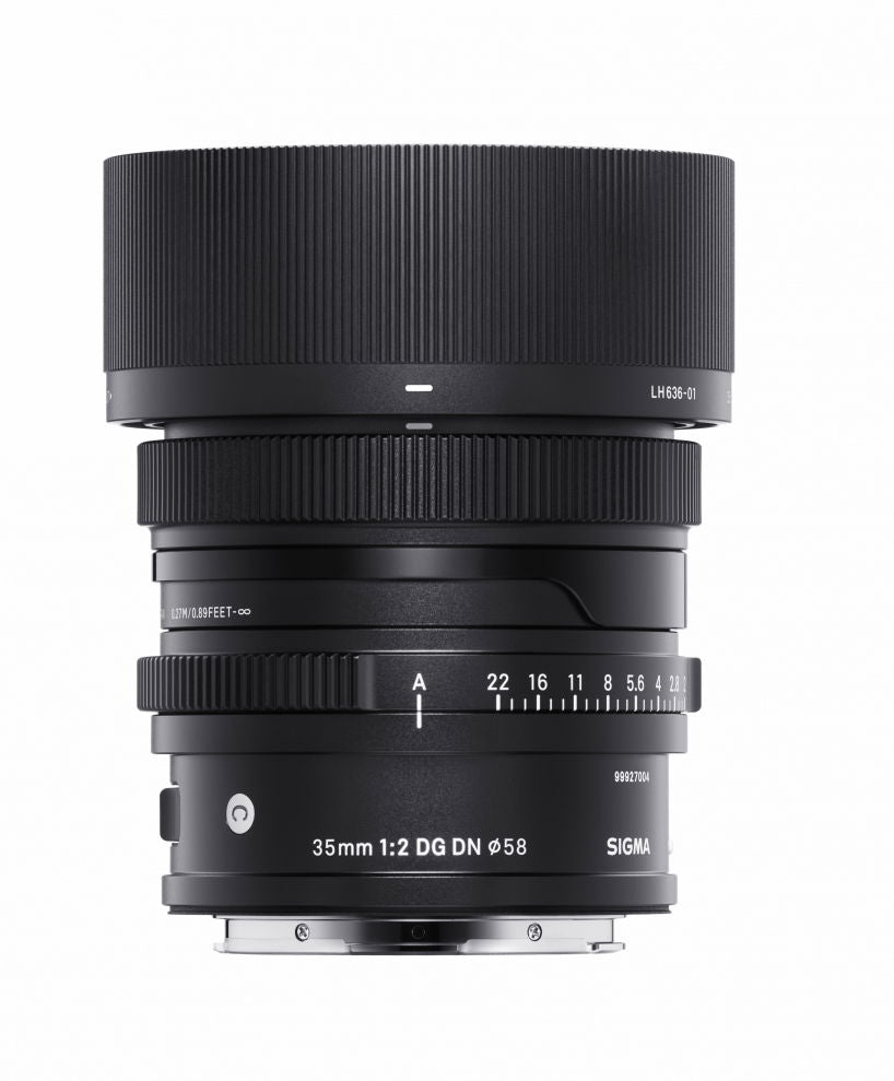 35mm f/2 DG DN lens for Sony E, black barrel with distance scale