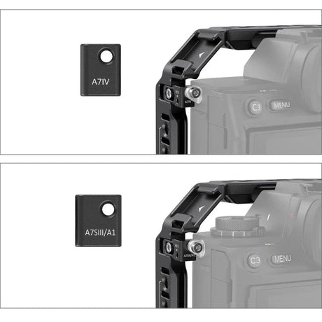 Black mounting adapter plates marked A7IV and A7SIII/A1 on the cage