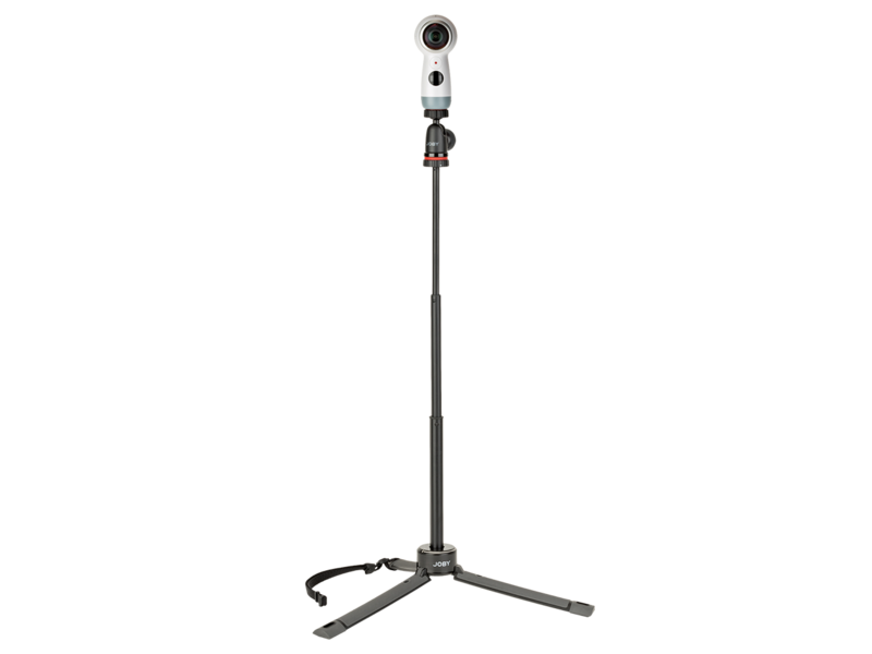 Minitrepied telescopic cu tijă extinsă și platformă de montaj pentru cameră