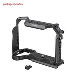 Black full cage frame with base plate and small included accessory piece