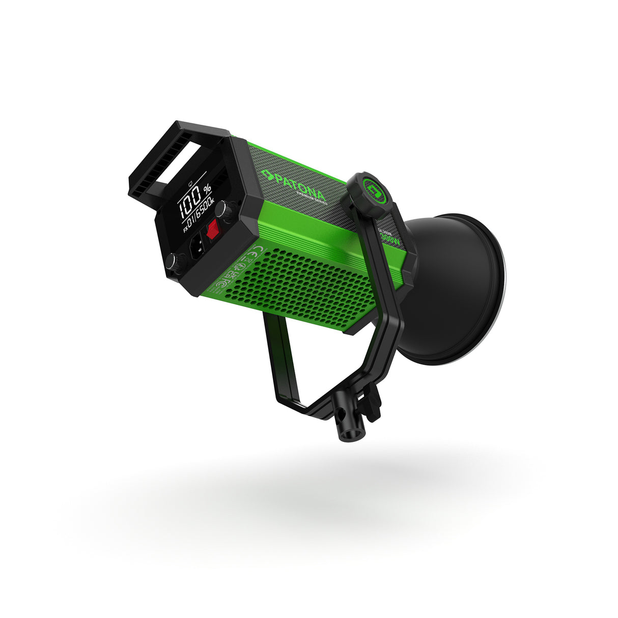 Spot LED COB bicolor Patona, carcasă verde și neagră, panou cu LED-uri roșii