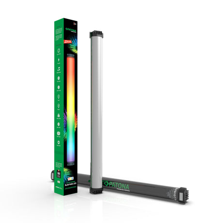Baghetă LED RGB Patona, 50 cm, carcasă argintie și capete negre