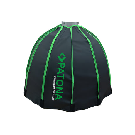 Softbox negru PATONA cu nervuri verzi si interior reflectorizant, forma octogonala.