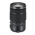 Black GF 45-100mm f/4 R LM OIS WR camera lens, front element and focus ring