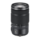 Black GF 45-100mm f/4 R LM OIS WR camera lens, front element and focus ring