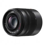 Black 45-150mm MFT zoom lens with front glass and ribbed barrel