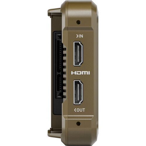 Ninja 5.2" 4K HDMI monitor recorder, side HDMI IN and HDMI OUT ports