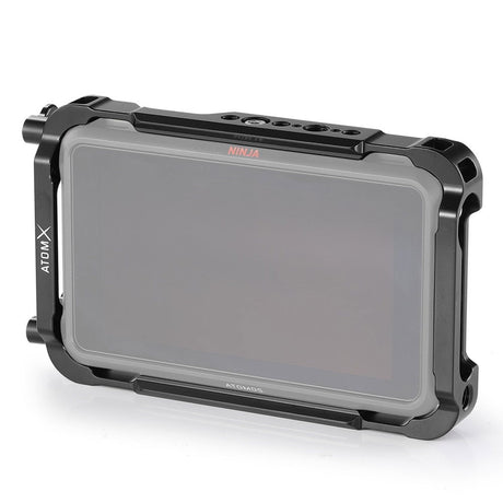 Atomos Ninja V 5in cage frame with top bar, mounting holes; dark gray