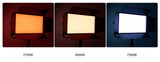 LED light panel color temperature options: 2700K warm, 5600K neutral, 7500K cool
