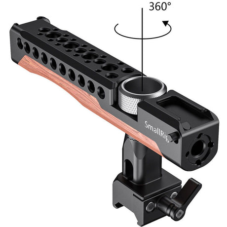 NATO handle rotating 360° with wood grip, circular top mount, threaded port