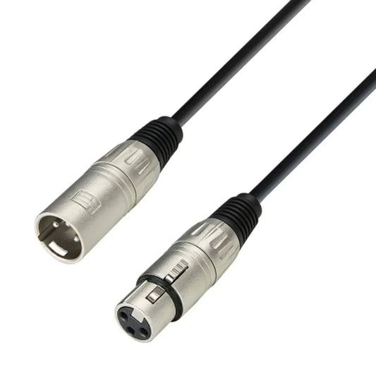 6m XLR male-to-female cable, black jacket with silver connectors