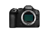 Aparat foto Canon EOS R6 Mark III, negru, cu montură; alături de lentilă și microfon