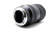 Macro lens rear mount view with metal contacts and Sony E interface