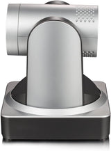 Gray PTZ camera head with control dials and protective dome for video conferencing