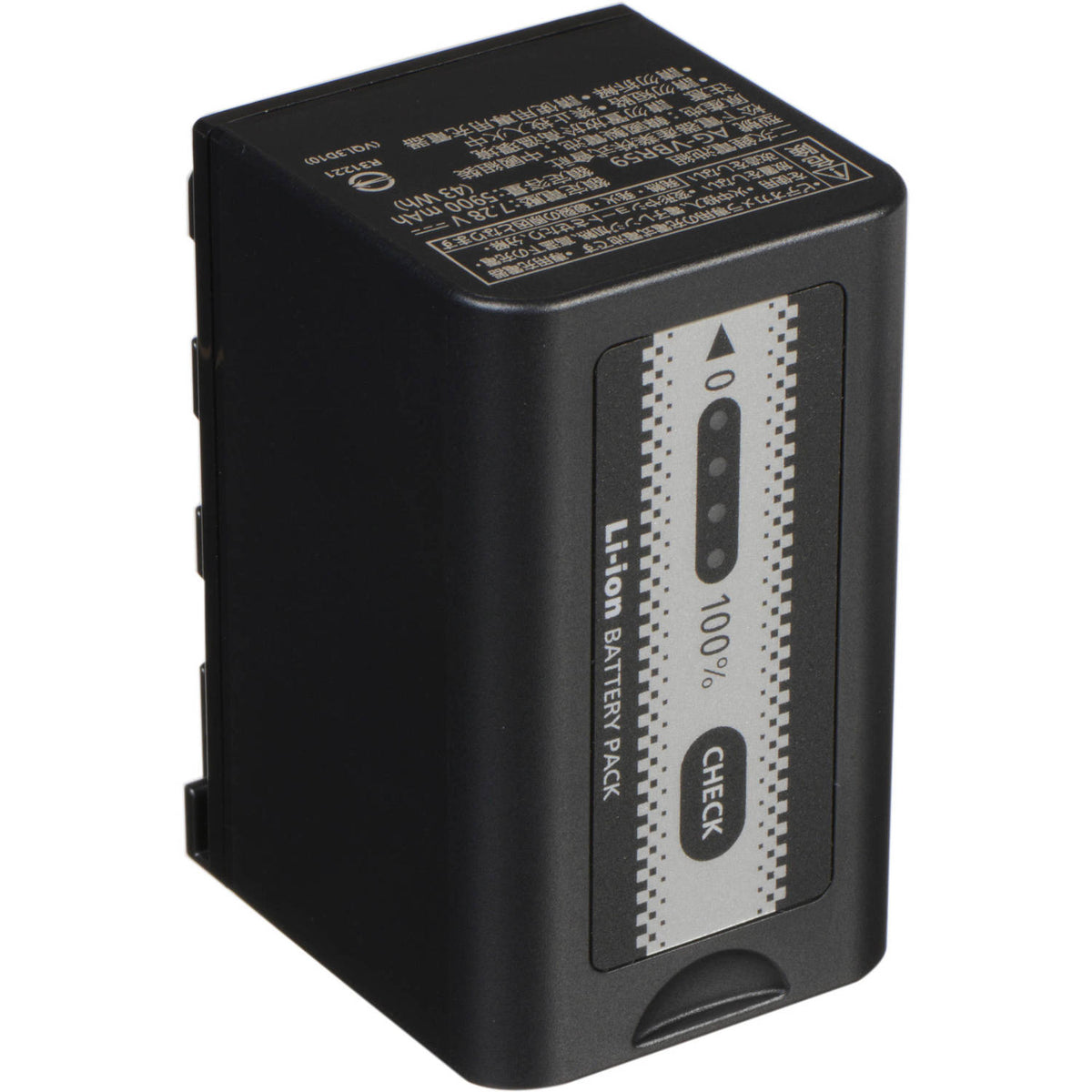 Acumulator Li-ion Panasonic AG-VBR59E, negru, etichetă cu parametri pe spate