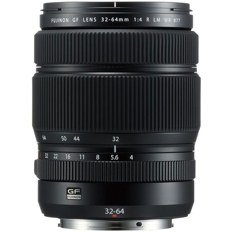 32-64mm mirrorless zoom lens, rear view with depth scale and metal mount opening