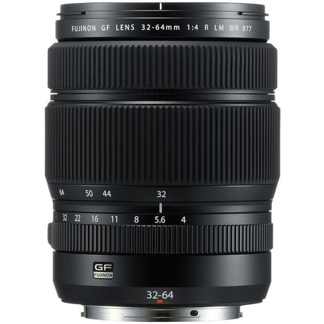 32-64mm mirrorless zoom lens, rear view with depth scale and metal mount opening