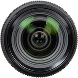 Front element of 32-64mm mirrorless zoom lens with glass reflections and serrated ring