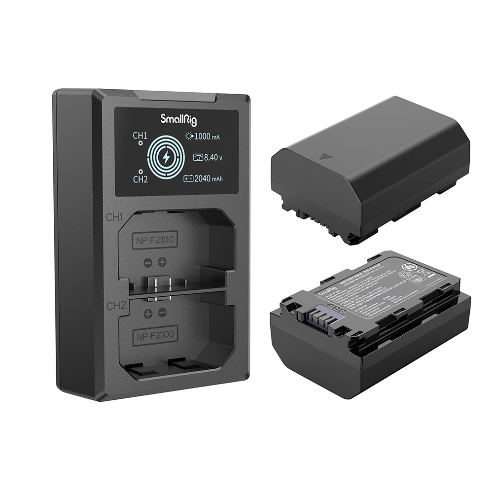 SmallRig 3824B kit 2 acumulatori NP-FZ100 + încărcător dublu USB-C