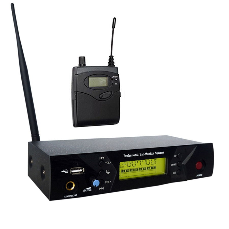 Sistem receptor wireless audio profesional cu afișaj LCD și două antene