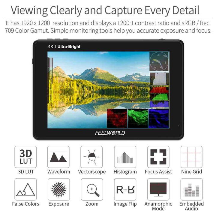 Feelworld LUT 7 PRO Monitor HDMI Ultra-luminos Touchscreen - View 2
