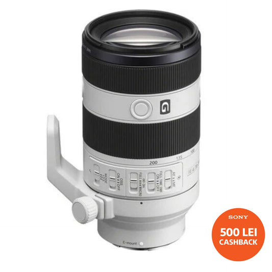 70-200mm F4 OSS G II telephoto lens with black and silver body and control ring