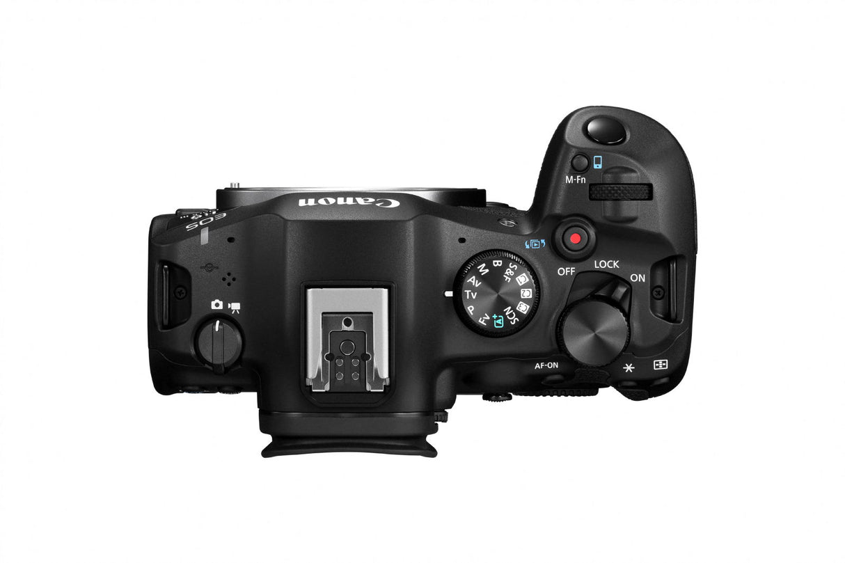 Corp aparat foto Canon EOS R6 Mark III, negru, vedere din spate cu butoane și comenzi
