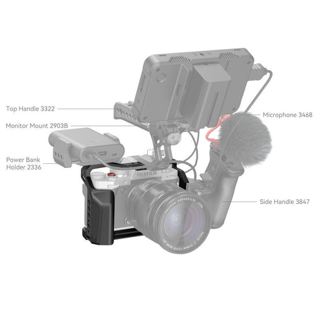 Cușcă pentru Fujifilm X‑T5, mâner superior și montaj pentru microfon pe laterale