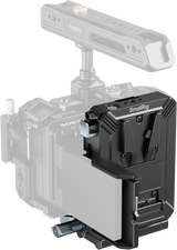 V-mount plate kit with metal mounting bracket and rail, light gray