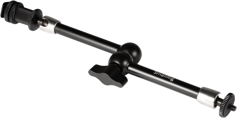 11-inch articulating support arm with black ball joints and silver quick-release rings