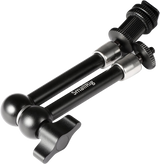 Close-up of articulating arm ball head ends with textured black adjustment knobs
