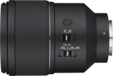 Black camera lens side view with focus mode markings M1/M2 and distance scale