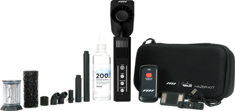 Kit de haze PMI SmokeNINJA-PRO cu telecomandă, duze și sticlă cu lichid