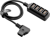 Cablu D-TAP 1-4, bloc cu 4 ieșiri și conector de alimentare, capete negre