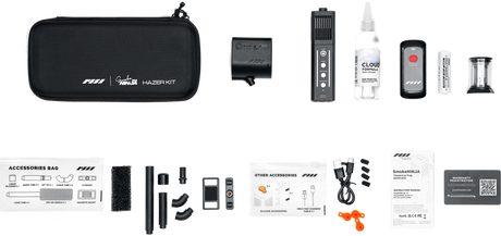 Kit de haze PMI SmokeNINJA-PRO cu geantă, manual și componente pentru duze