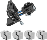 V-mount plate kit with adjustment lever and two mounting positions, blue markings
