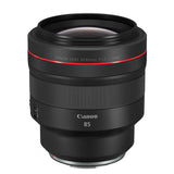 Black RF85mm f/1.2 lens front element, textured focus ring and red accent band