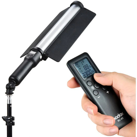 LED stick bicolor light with LCD remote control, black body and ribbed side diffuser panel