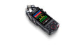 Portable stereo audio recorder with dual mics and color touchscreen, black body