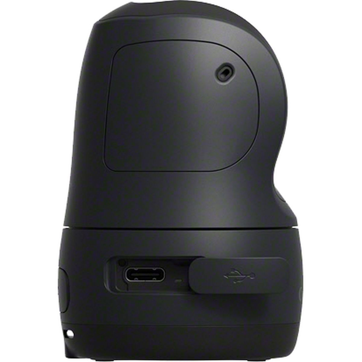 Black camera dock rear ports area with visible connector opening and cover