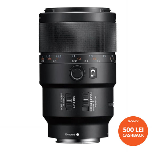 Black 90mm f/2.8 macro lens with OSS, 1:1 and E-mount