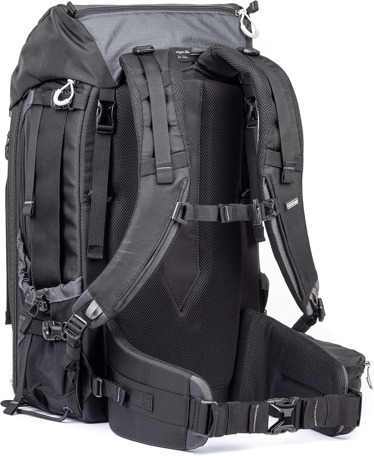Rucsac foto Think Tank MindShift FirstLight 35L negru, sistem de spate cu curele și compartimente.