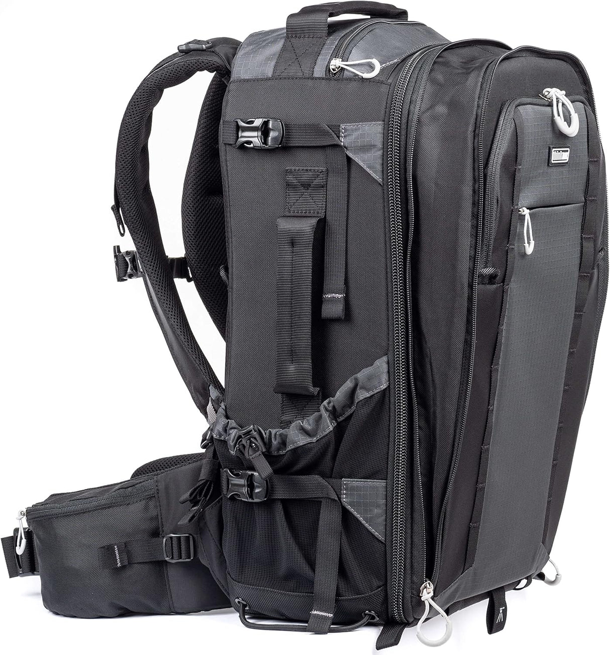 Rucsac foto Think Tank MindShift FirstLight 35L negru, panou spate căptușit și bretele laterale.