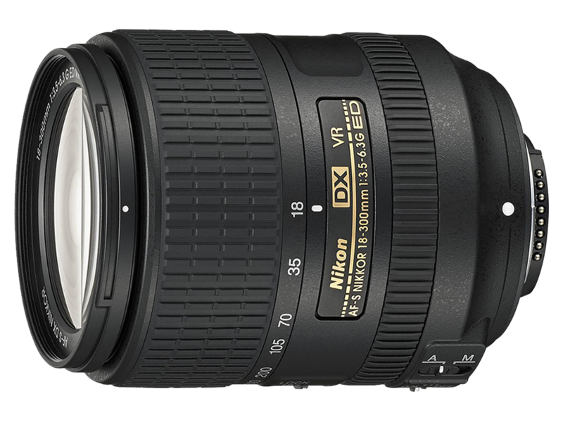 Obiectiv Nikon negru 18–300 mm, AF-S DX, VR, inel zoom și gradații