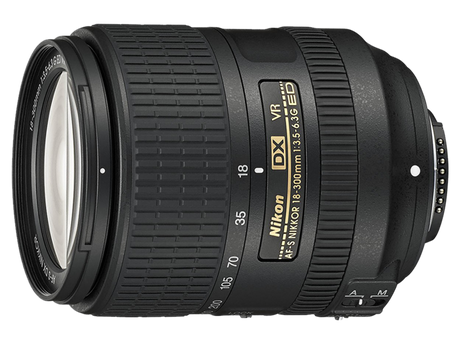 Obiectiv Nikon negru 18–300 mm, AF-S DX, VR, inel zoom și gradații