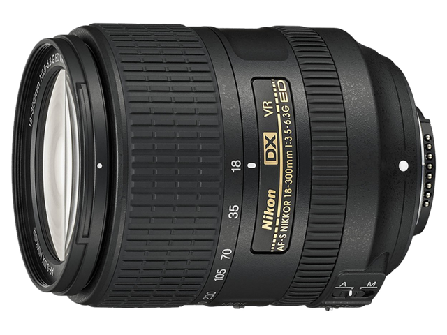 Obiectiv Nikon negru 18–300 mm, AF-S DX, VR, inel zoom și gradații