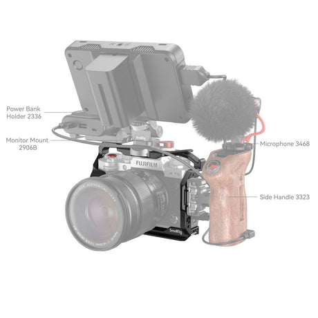 Cușcă pentru Fujifilm X‑T5, cu suport Power Bank și microfon, mâner lateral