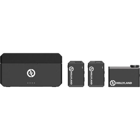 LARK MAX Duo wireless mic system with charging case and two wireless lav transmitters