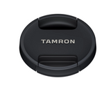 Black rear lens cap with center logo area and three mounting clips