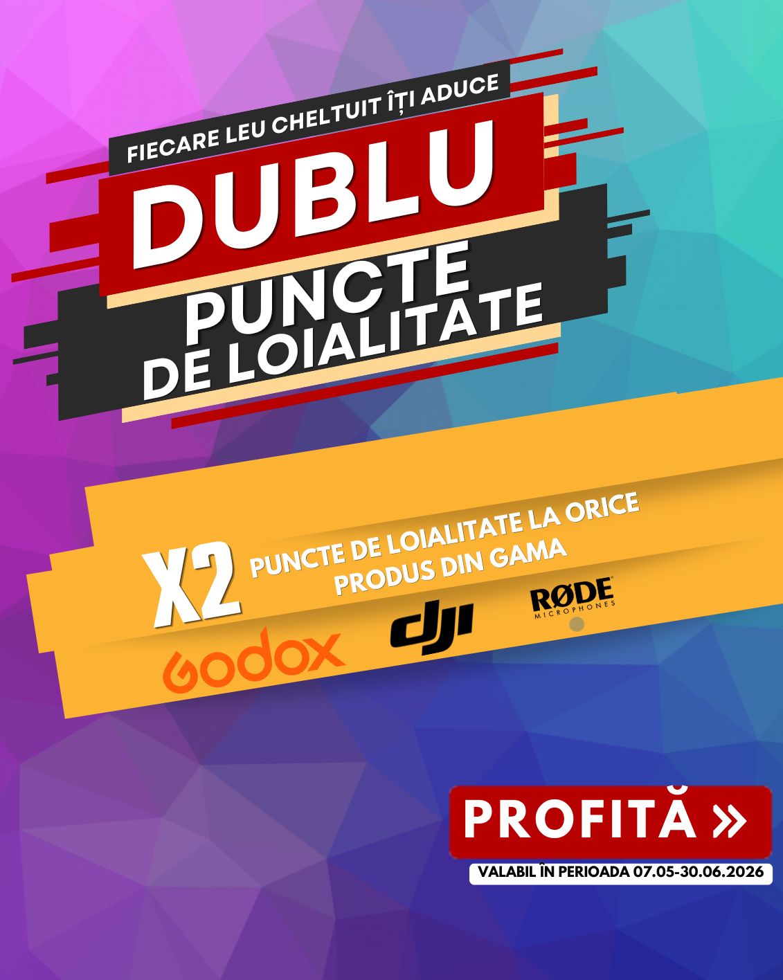 Dublu Puncte de Loialitate | Godox, DJI si Rode